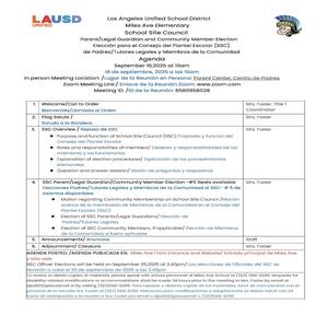 SSC Parent Election Agenda