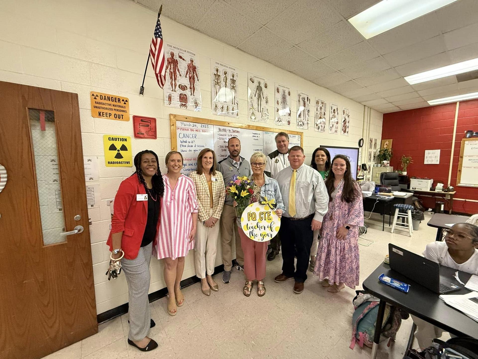 Michaelle Overman receiving CTE teacher of the year