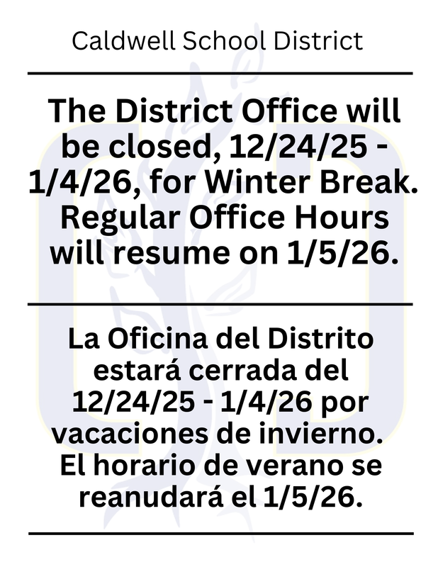 District Office Closure 12/24/25 - 1/4/26 Thumbnail Image