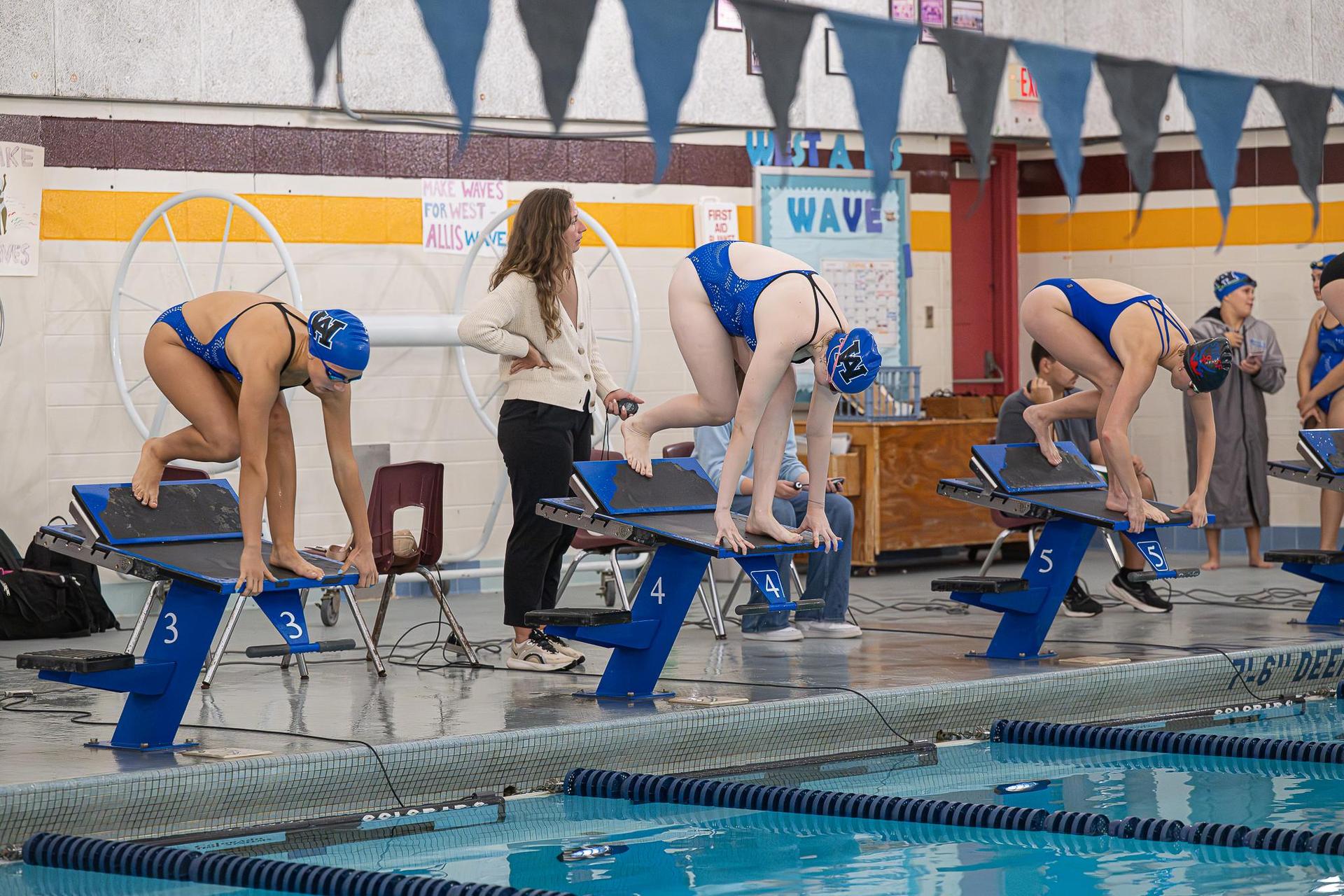 Preparing to dive into the pool
