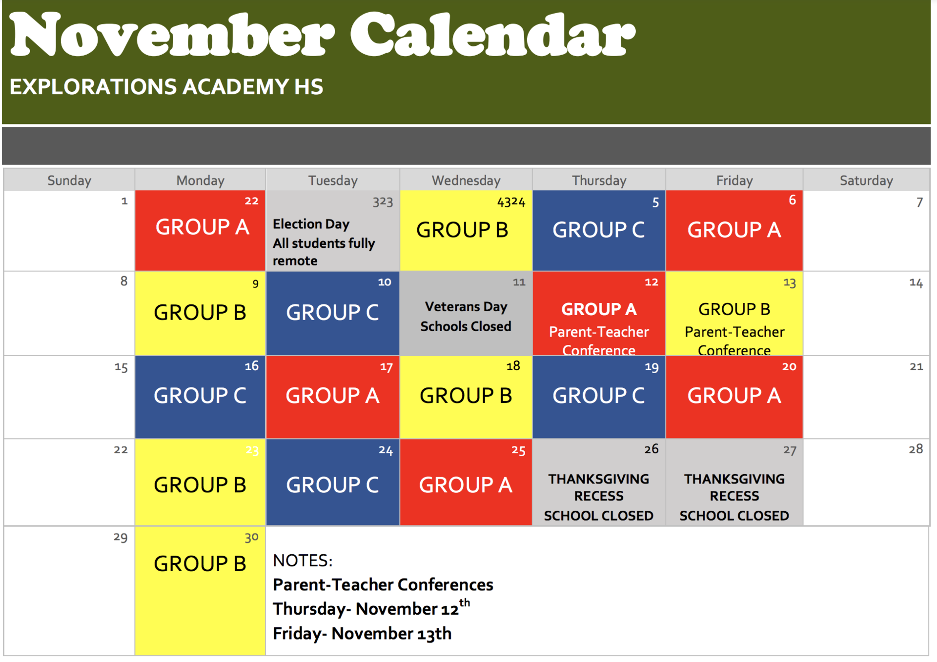 November Calendar