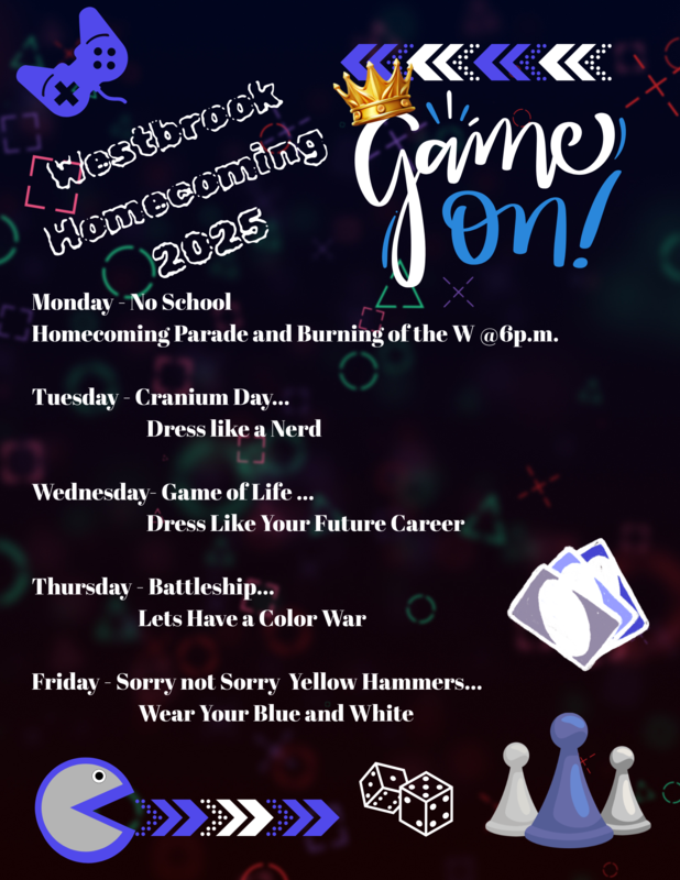 Homecoming Week Dress Up Calendar