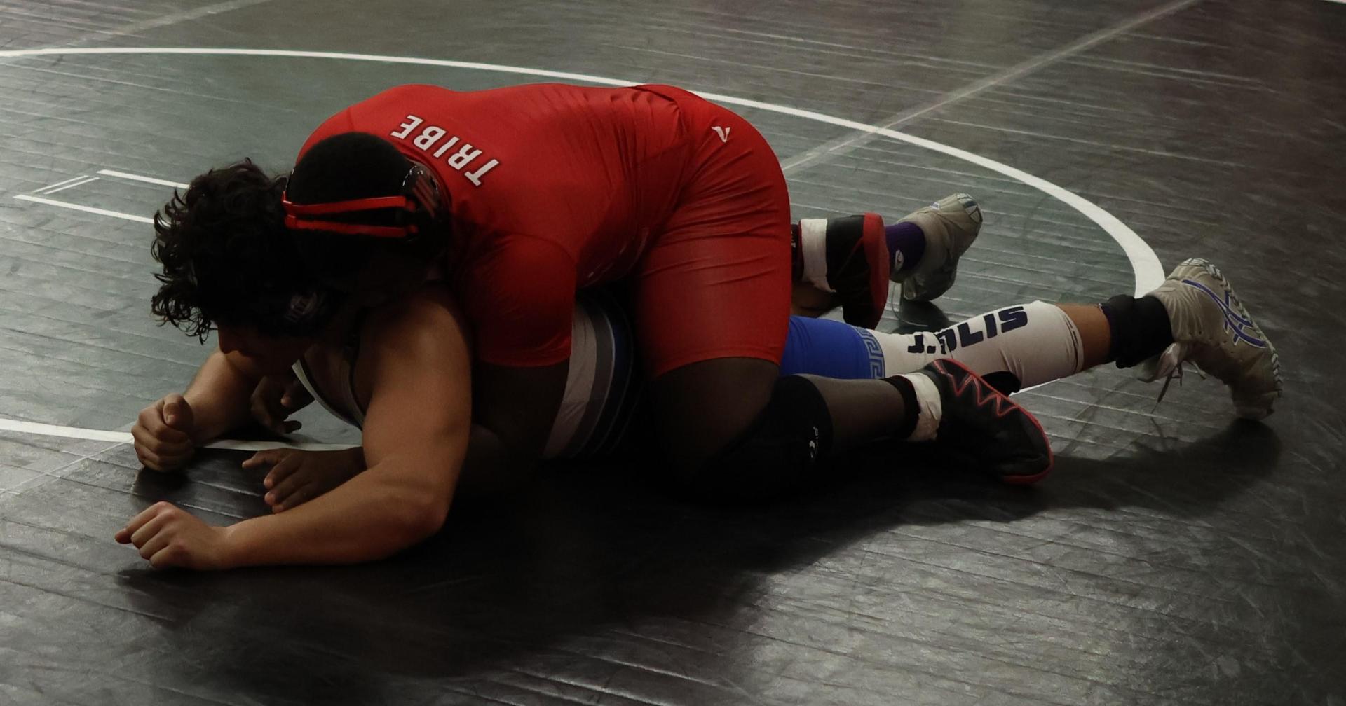 Boys wrestling in the Liberty Duals event 141