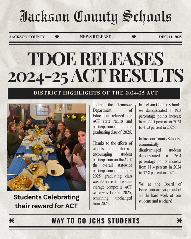 TDOE Releases ACT Results