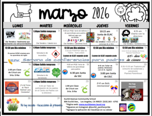 Calendario de eventos de marzo