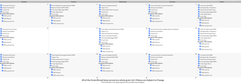 Breakfast/Lunch Menu (November)