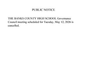 BCHS Governance Meeting Cancelled