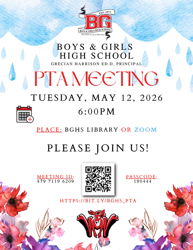 BGHS PTA Meeting -  May 12 2026 @ 6PM