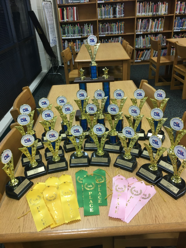 trophies and ribbons earned at the UIL meet