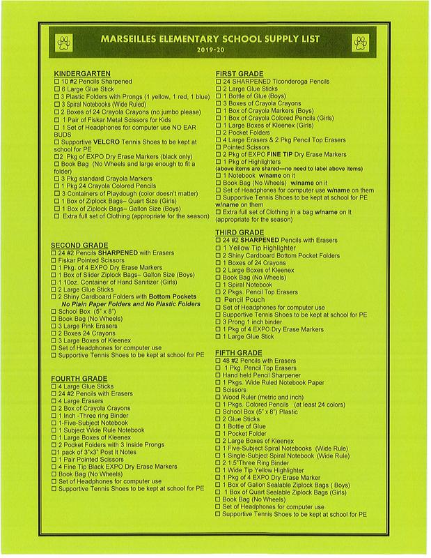 2019-2020 School Supply List Featured Photo