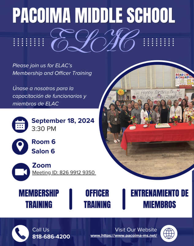 ELAC Membership & Officer Training on Thursday, September 18th!