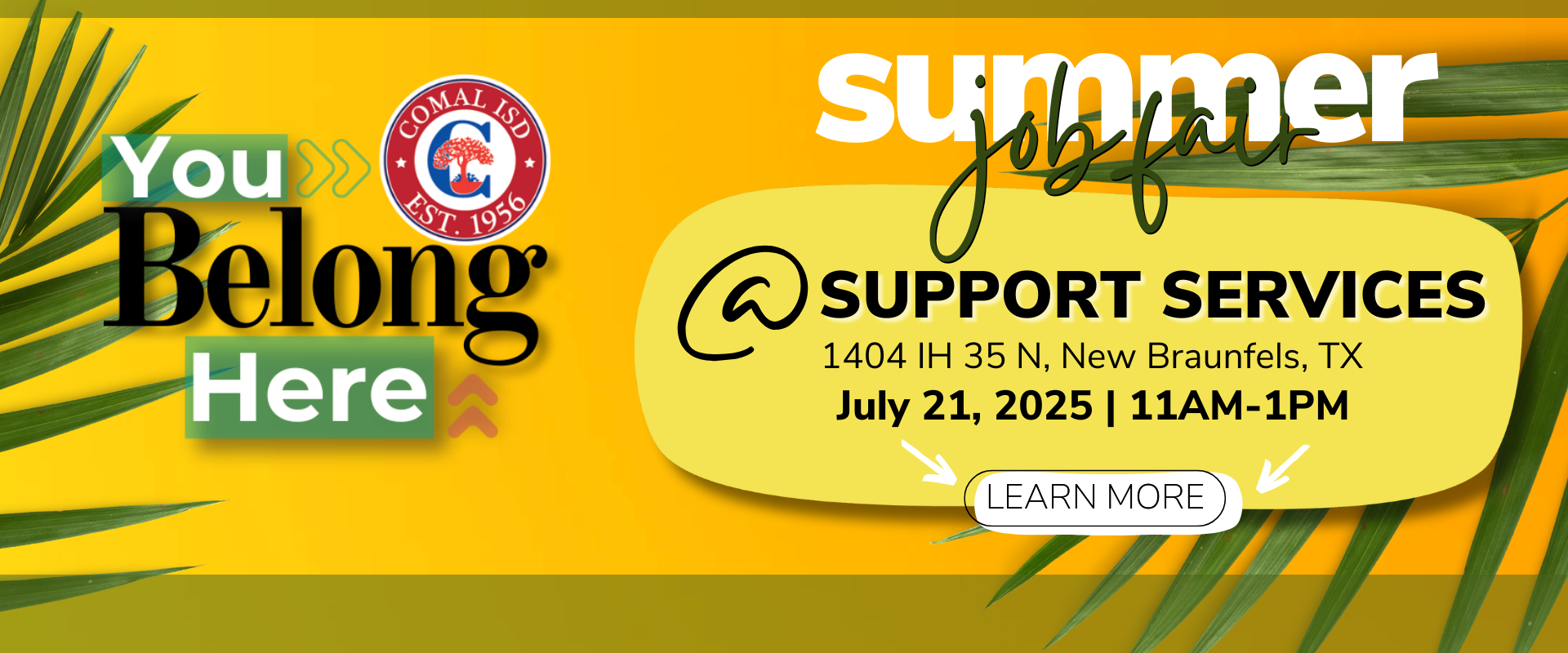 summer job fair at support services on july 21 from 11am to 1pm. click here for more information.