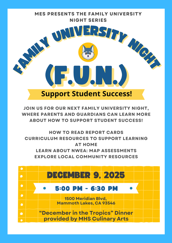Event flyer for Family University Night with details and support resources.