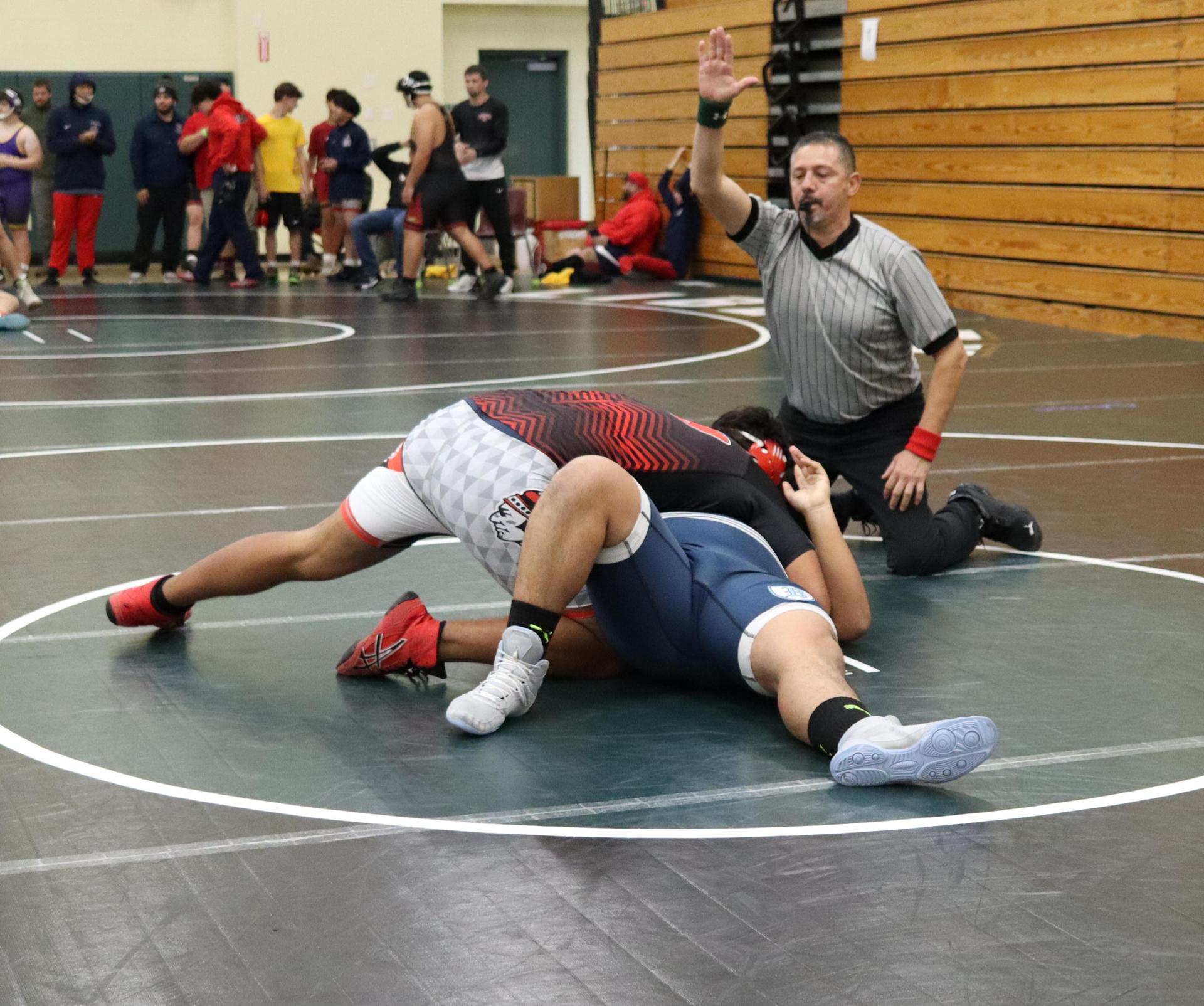 wrestlers in action at the Hawks invitational