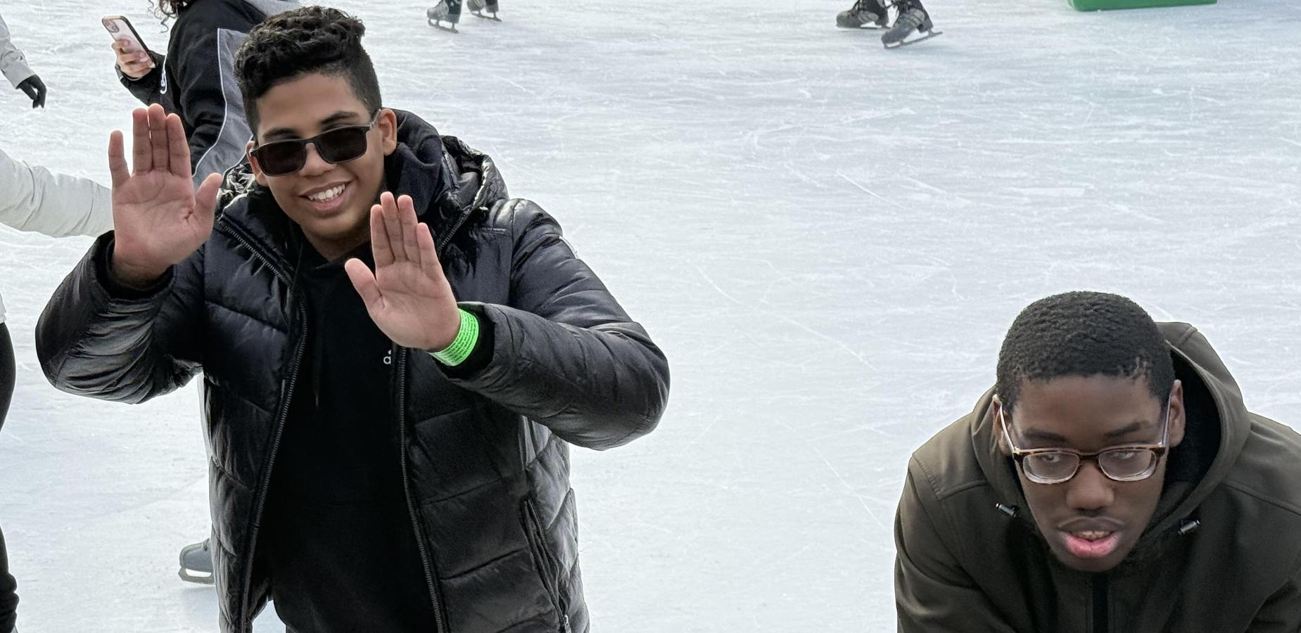 Students ice skating