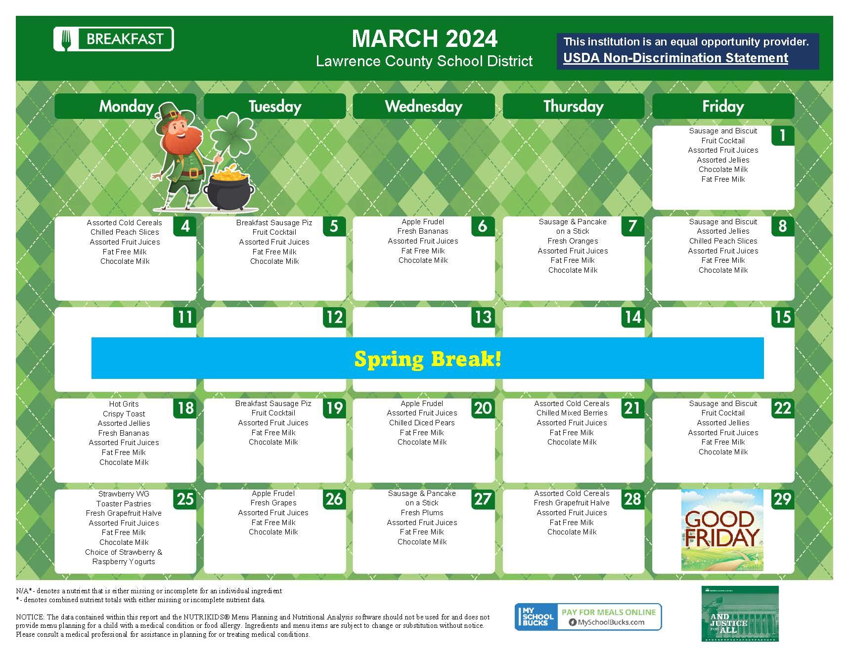 Breakfast and Lunch Menus – Child Nutrition – Lawrence County School  District