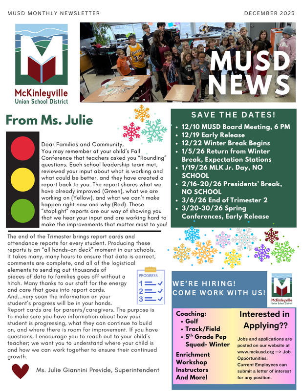 Page 1 of December Newsletter