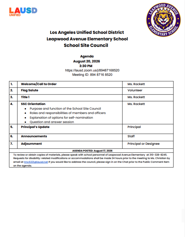 SSC AGENDA 1