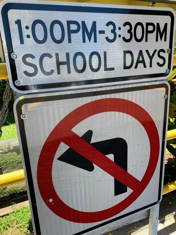 No Left Turns Into Campus on School Days