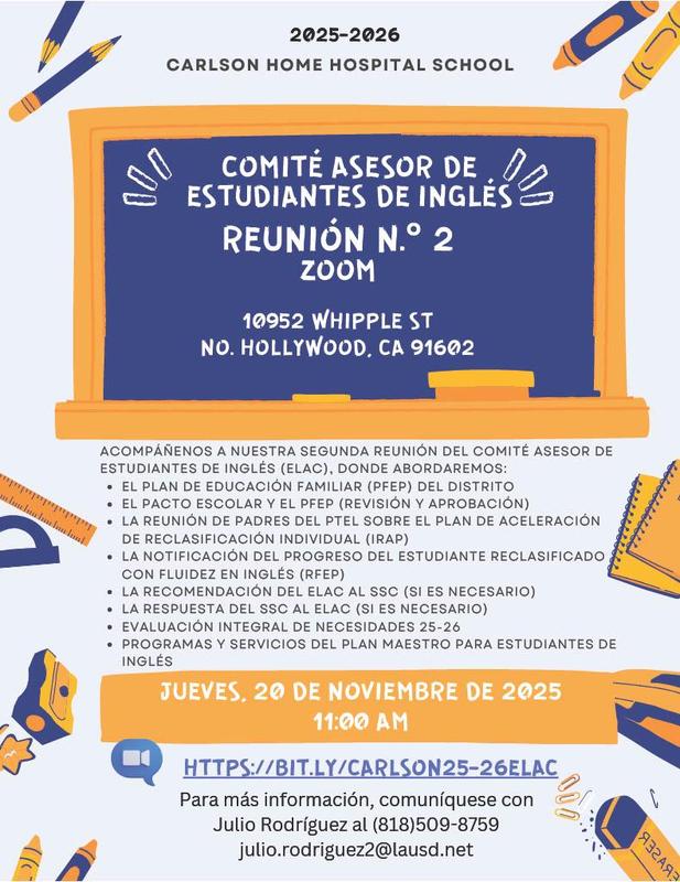 2ND  ELAC Meeting flyers 112025 spanish flyer