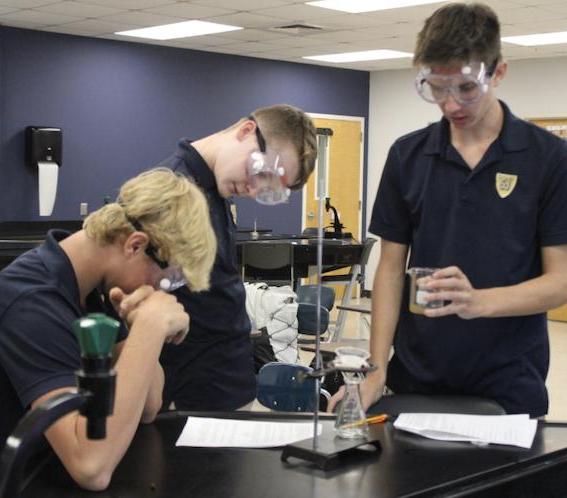 St. Joe students conduct science experiment.