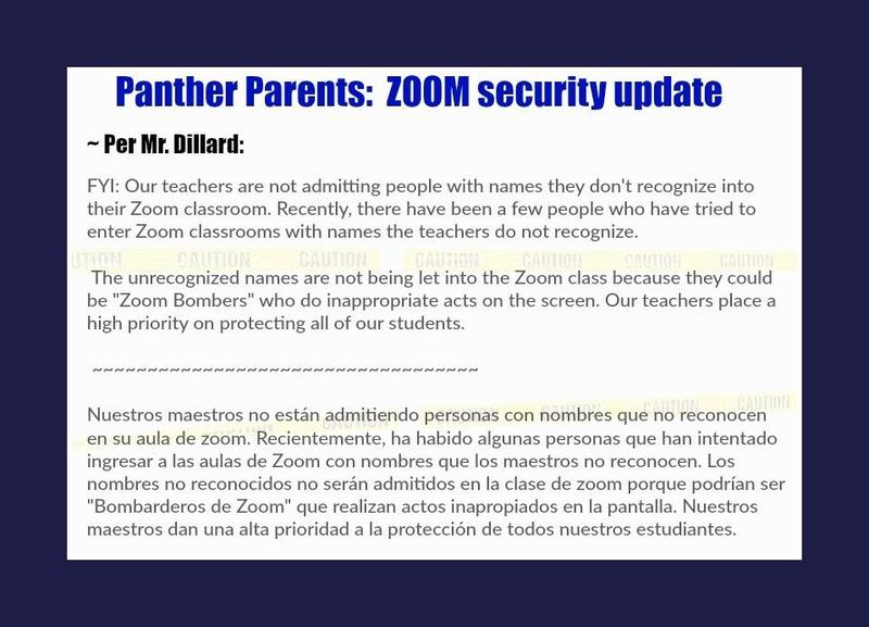 Msg from our principal: Zoom Security measures ~ Featured Photo