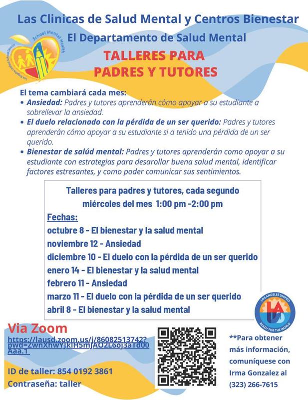 Parent Workshop Spanish Flyer