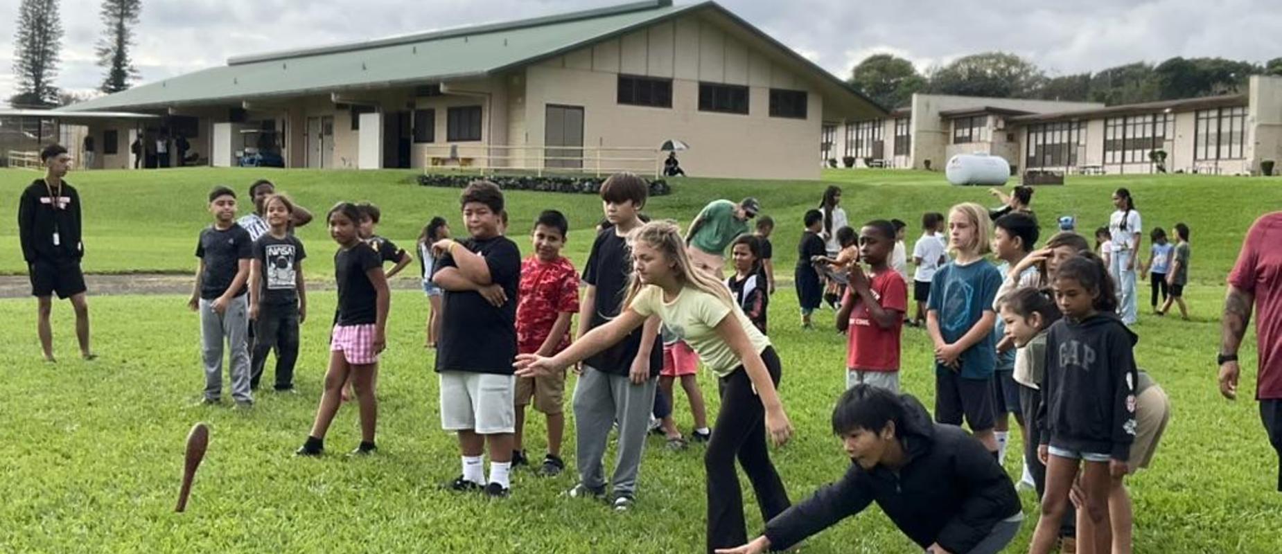 Students playing Hawaiian games