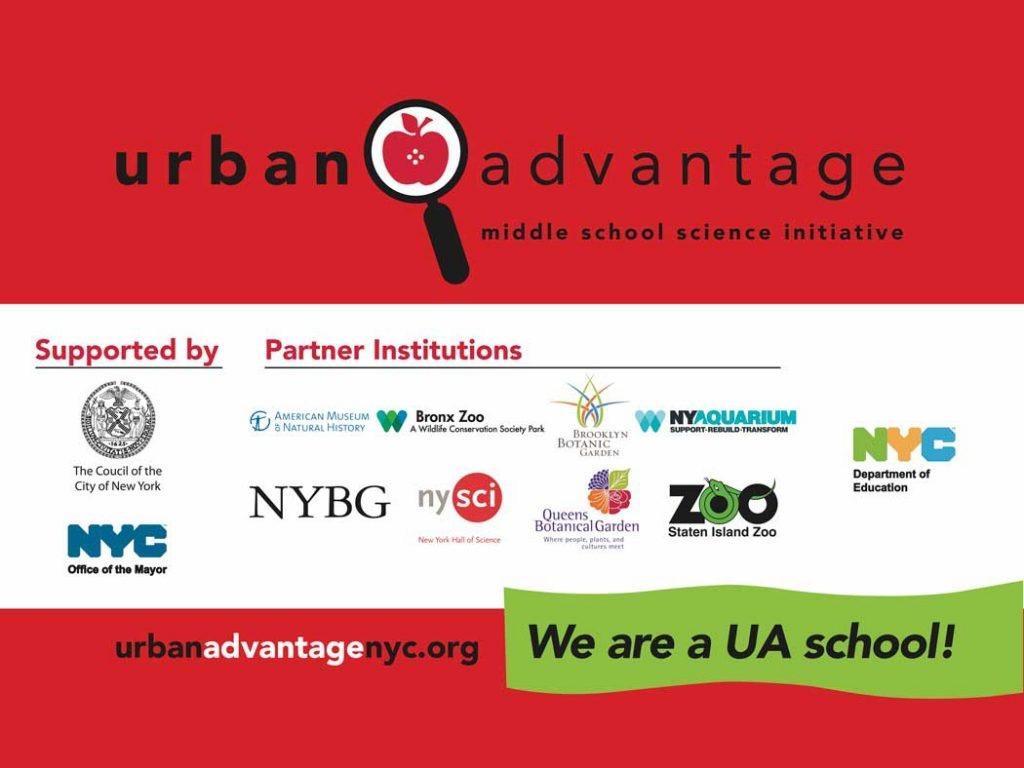 Urban Advantage initiative logo, highlighting middle school science support.
