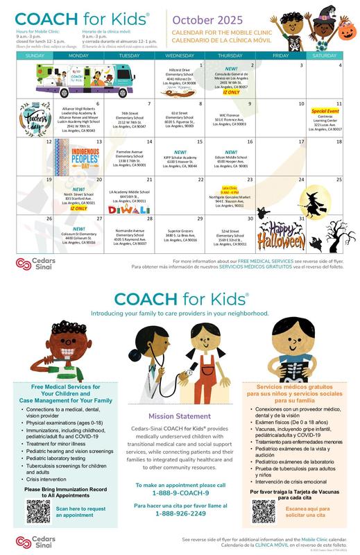 Mobile clinic October calendar