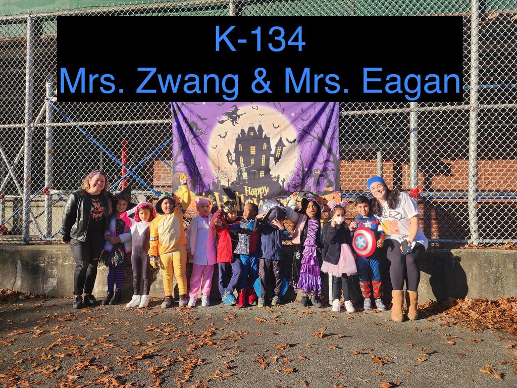 staff and students in halloween costumes