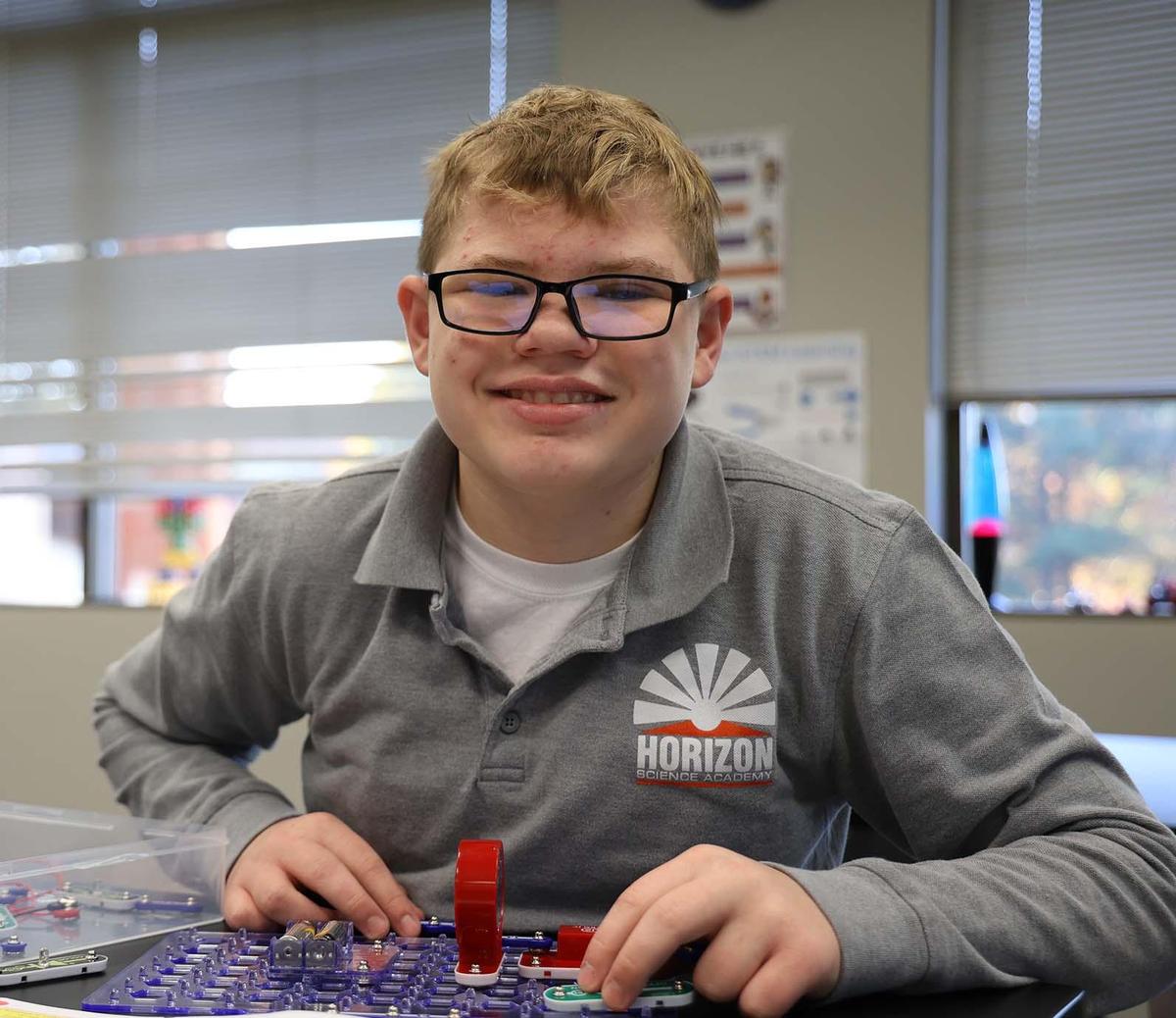 HSA Westerville student working on a project in class