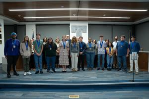 College Board recognition honorees pose with the TISD Board of Trustees