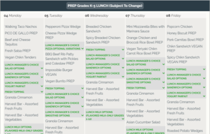 Lunch menu for the week! ¡Almuerzo para toda la semana!