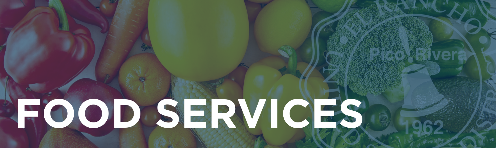 Food Services banner featuring fresh fruits and vegetables.
