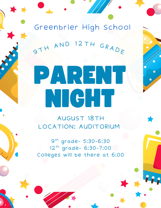 Parent Night August 18th