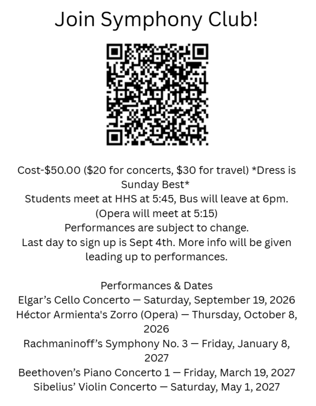 Join Symphony Club! Talk to Mr Radmall for more information.