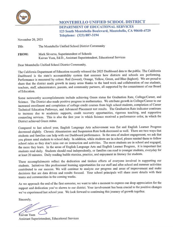 MUSD State Dashboard communication