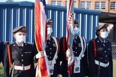 8th grade JROTC performing at MS Football Game
