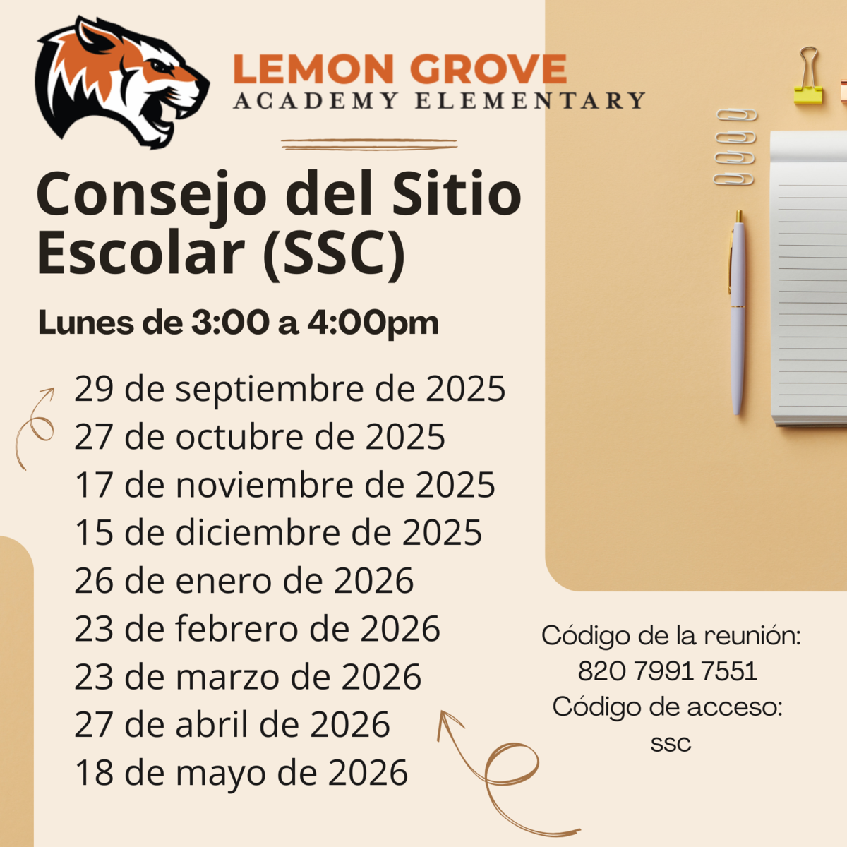 2025-2026 SSC Meeting Dates Spn