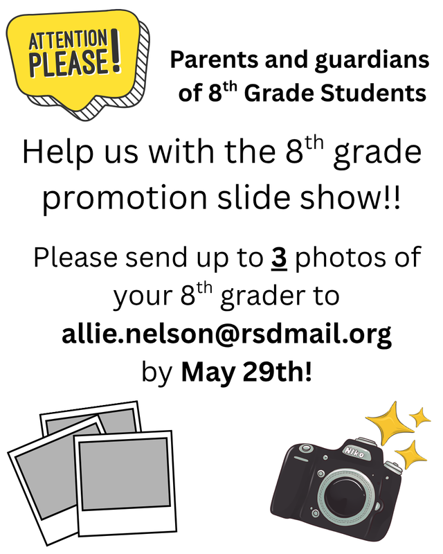 Photos requested for 8th grade promotion slide show
