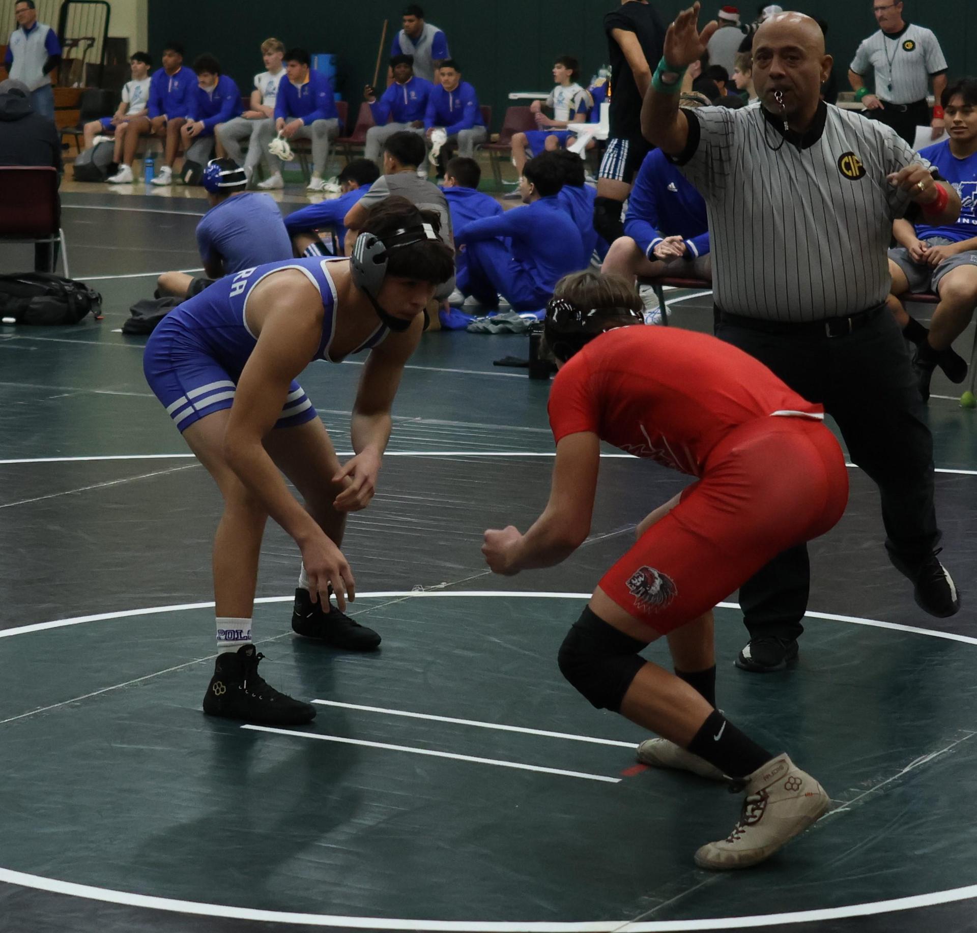 Boys wrestling in the Liberty Duals event 8