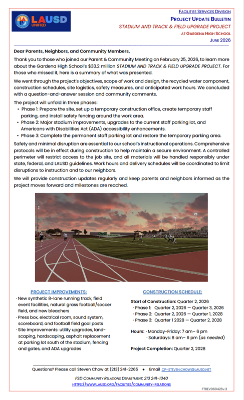Stadium and Track & Field Upgrade Project