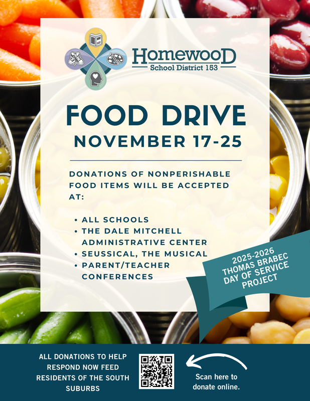 Food drive flyer with donation information