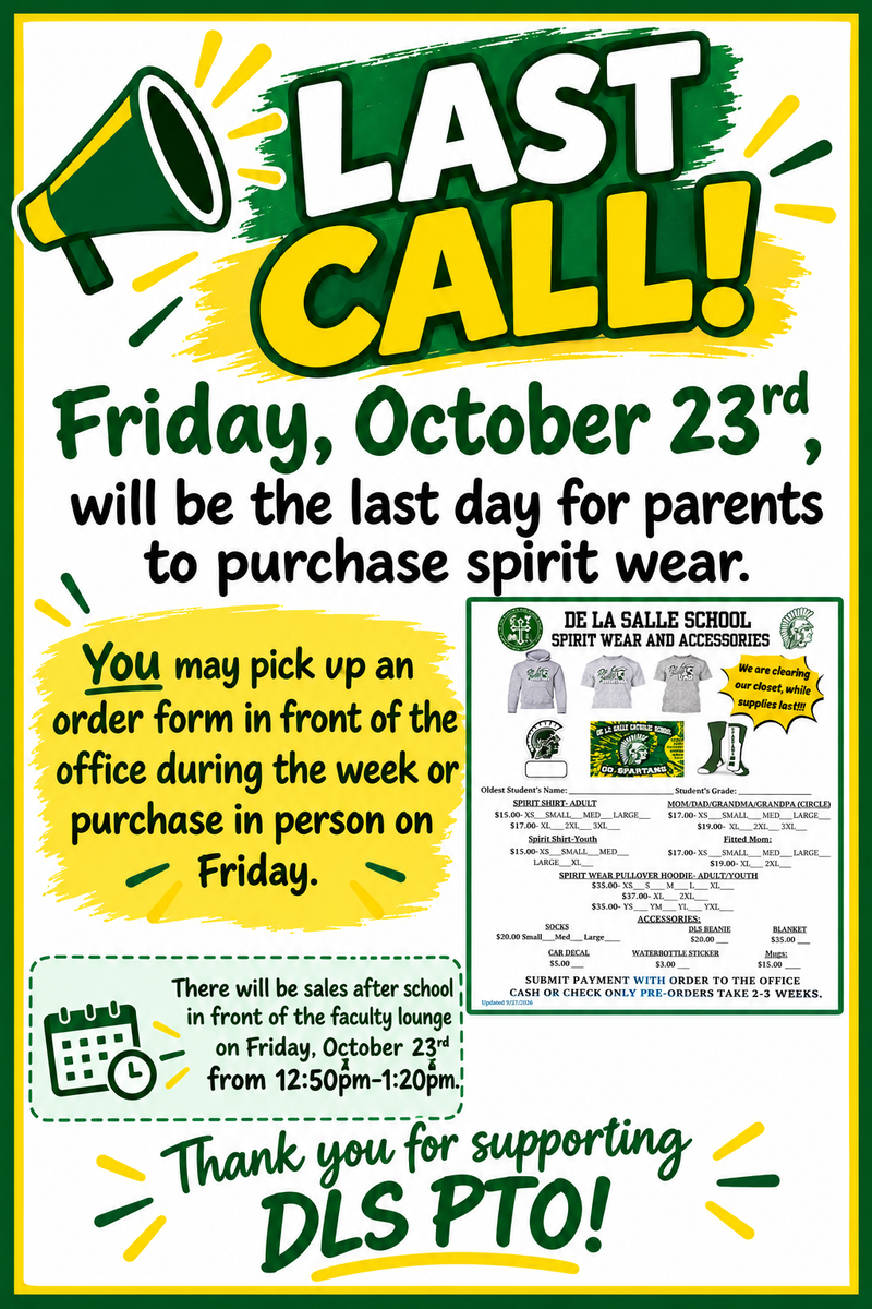 PTO's Last Call - Due Friday, October 23rd Featured Photo