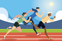 illustration of 3 people running on a track