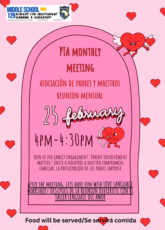 PTA Meeting flyer for February 25th
