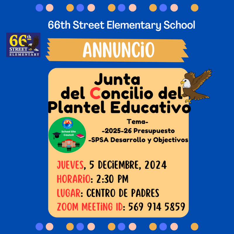 School Site Council | 66th Street Elementary
