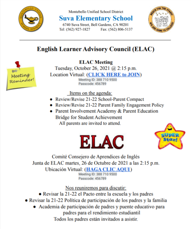 ELAC October Flyer