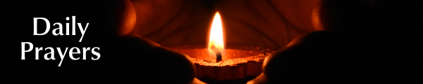 hands cradleing votive candle Titled Daily prayers